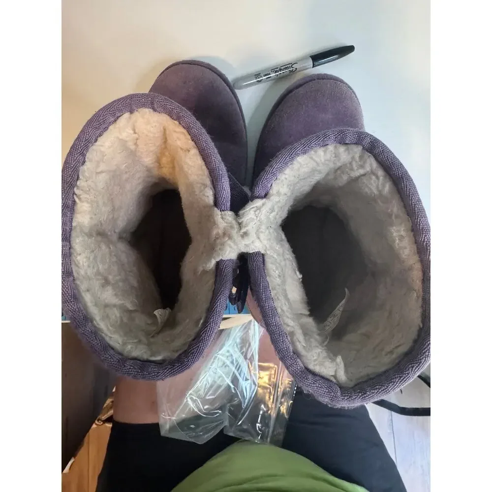Koolaburra by UGG Victoria Short Boots Purple Suede Bow Shearling US 3 Coquette